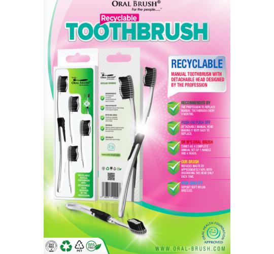 Toothbrush with detachable head- Recyclable