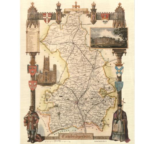 100 Cambridgeshire 19th Century Reproduction Thomas Moule Decorative Antique Maps
