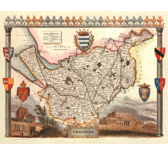 100 Cheshire 19th Century Reproduction Thomas Moule Decorative Antique Maps