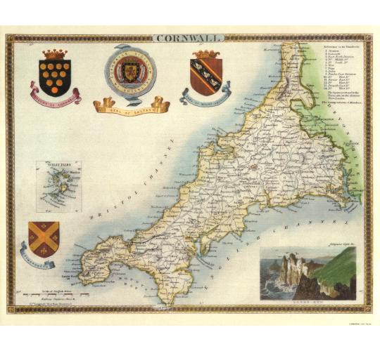 150 Cornwall 19th Century Reproduction Thomas Moule Decorative Antique Maps