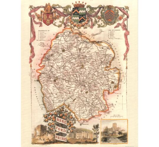 100 Herefordshire 19th Century Reproduction Thomas Moule Decorative Antique Maps