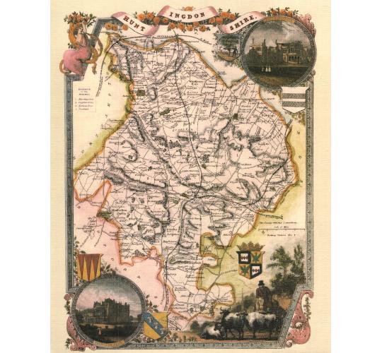 150 Huntingdonshire 19th Century Reproduction Thomas Moule Decorative Antique Maps
