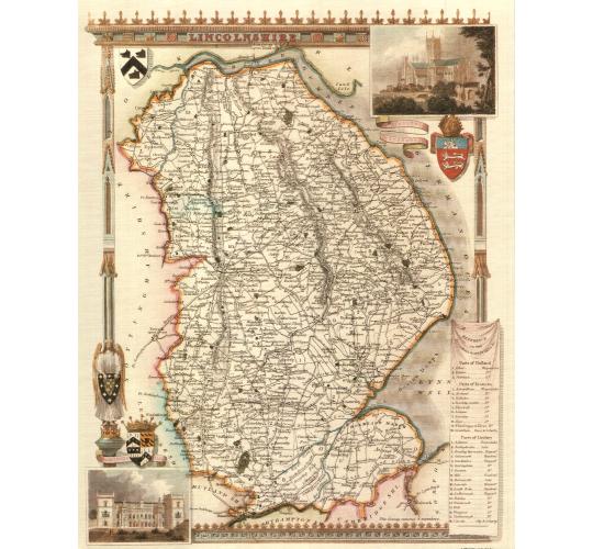 100 Lincolnshire 19th Century Reproduction Thomas Moule Decorative Antique Maps