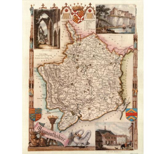 65 Monmouthshire 19th Century Reproduction Thomas Moule Decorative Antique Maps