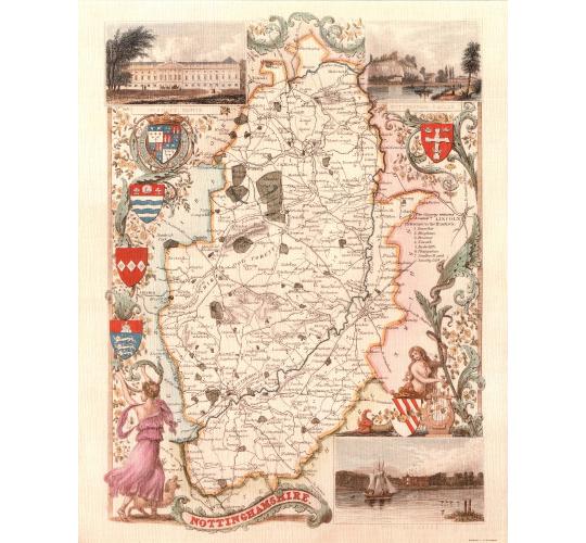 65 Nottinghamshire 19th Century Reproduction Thomas Moule Decorative Antique Maps