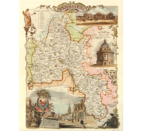 100 Oxfordshire 19th Century Reproduction Thomas Moule Decorative Antique Maps