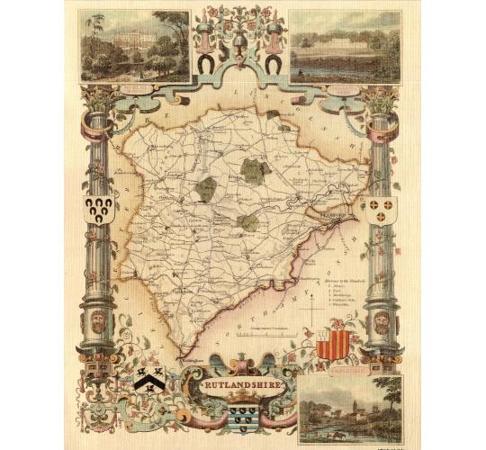 95 Rutlandshire 19th Century Reproduction Thomas Moule Decorative Antique Maps