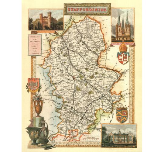 110 Staffordshire 19th Century Reproduction Thomas Moule Decorative Antique Maps