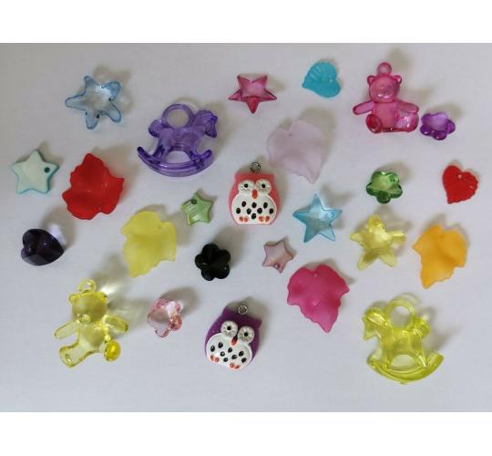 Wholesale Lot Of 100 Mixed Acrylic Charms For Jewellery Making Bracelets, Necklaces