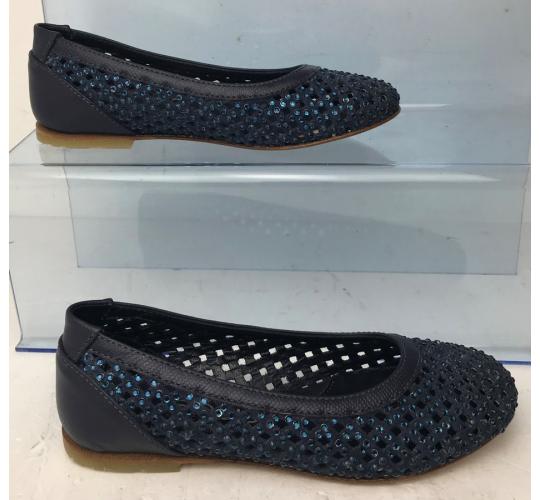 Wholesale Joblot of 4 Quis Quis Girls Blue Leather Openwork Flat Sizes 12-2