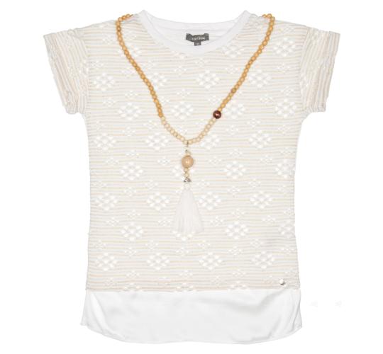 One Off Joblot of 4 Miss Grant Girls Ivory & Gold Top with Necklace 3 Sizes