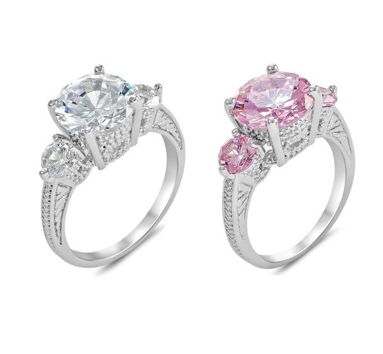 40 x High Quality Crystal Clear & Pink Cubic Zirconia Rings Size & Colour Variation (4 sizes, 5Pcs for each size, two colours)/GCJ027028)