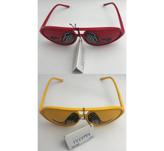 Wholesale Joblot of 20 Pin Hole Moustache Design Novelty Glasses 2 Colours 210