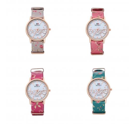 One Off Joblot of 6 Ladies Floral Soxy Watches in 4 Colours