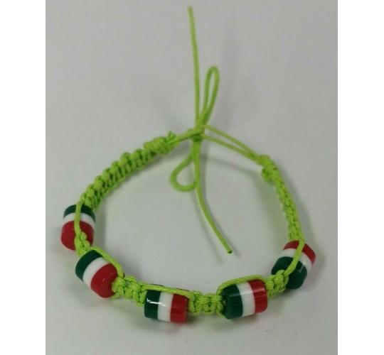 Wholesale Joblot Of 50 Green Italy Flag Striped Bead Cord Bracelets