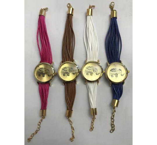 Wholesale Joblot of 10 Womens Multi-Cord Elephant Watches 4 Colours