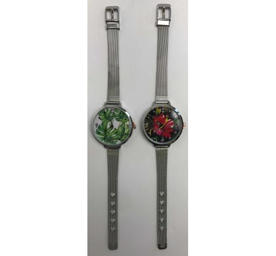 Wholesale Joblot of 10 Womens Monstera And Hibiscus Pattern Metal Watches