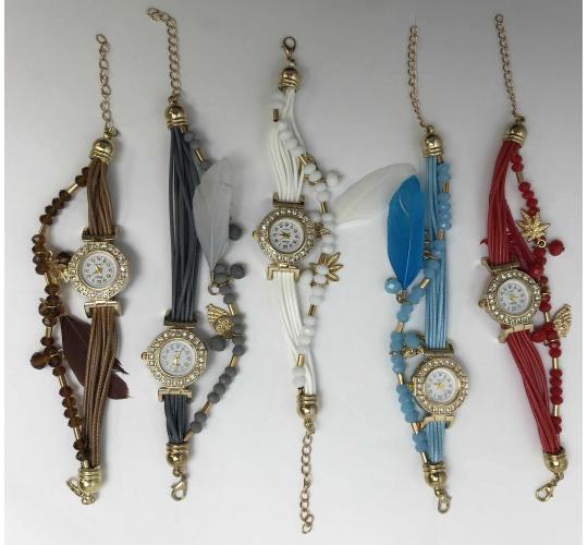 One Off Joblot Of 16 Womens Multi Strand Owl & Feather Watches