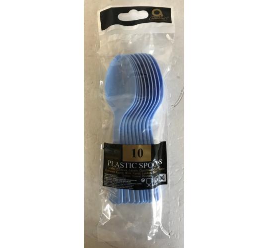 Wholesale Joblot of 100 Amscan Plastic Spoons Pastel Blue (Pack of 10)