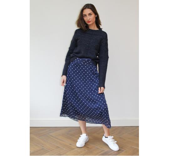 Wholesale Job lot of 6 Polka Dot Belted Skirts, Navy/White, sizes 12,14,16,18 by till we cover