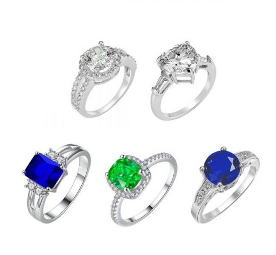40pcs High Quality Cubic Zirconia Ring Lover Collection. 5 Styles, 4 Sizes (K,M,P,R) , 2pc each size/GCJringcom