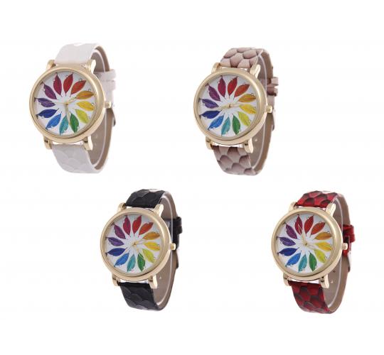 Wholesale Joblot Of 10 Ladies Leaf Watches With Imitation Crocodile Straps