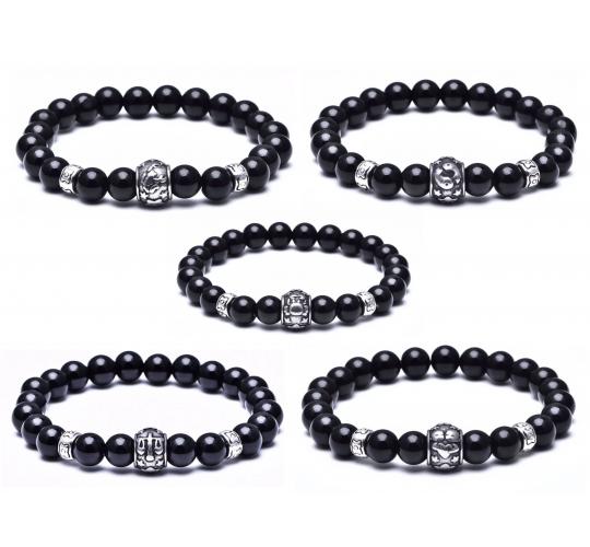 One Off Joblot Of 25 Zodiac Black Beaded Bracelets 5 Star Signs Included