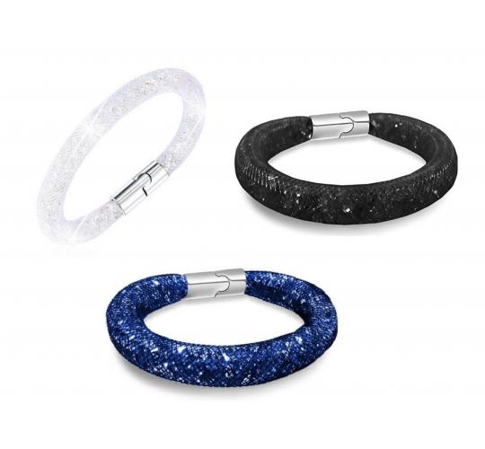 Wholesale Joblot Of 10 Ladies Stardust Bracelets In Blue, Black And White