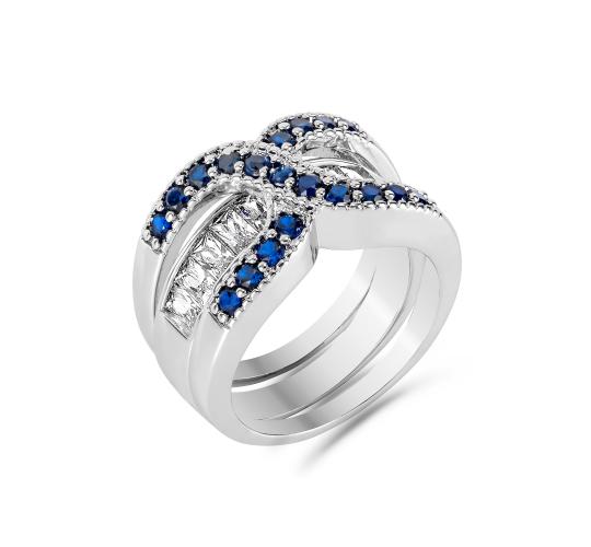 40pc Double Ring Set Blue Cubic Zirconia Infinity Ring Set 3 Sizes plus 40 free organza bag l UK SELLER l GCJ038