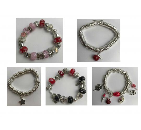 Wholesale Joblot Of 10 Ladies Mixed Charm Bracelets Various Styles