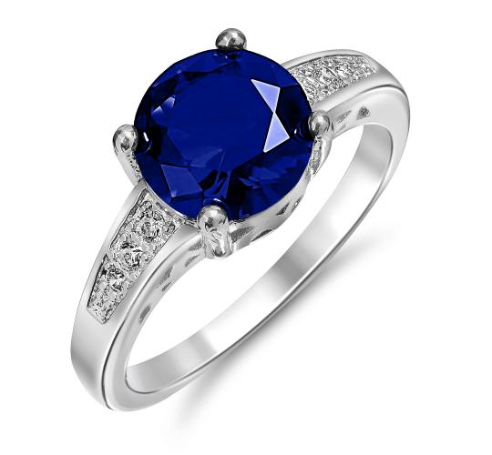 20pcs Joblot |925 Sterling Silver Plated Blue Cubic Zirconia Ring  4 Sizes (K,M,P,R) | GCJ012