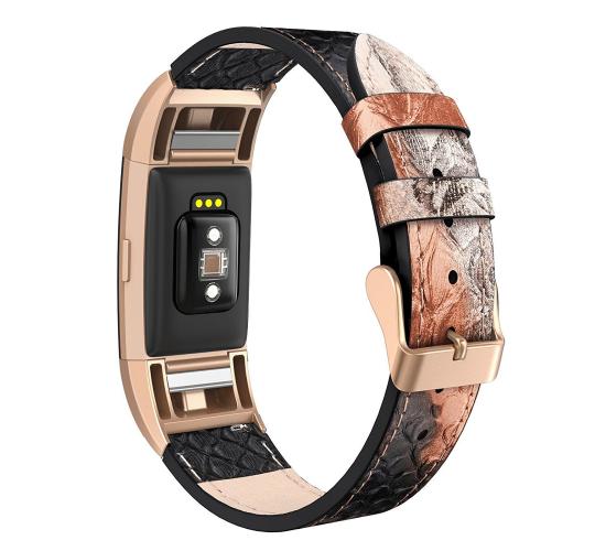 12 x Snake Print Watch Strap Fitbit Charge 2 Band Genuine Leather (Replacement Strap) l UK SELLER l GCW072