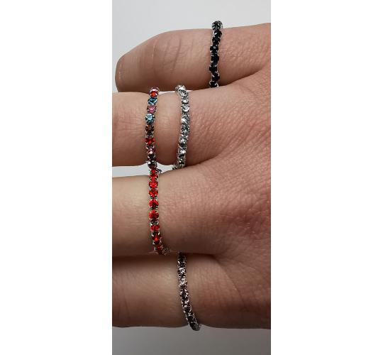 Wholesale Joblot Of 36 Crystal Elasticated Rings In Mixed Colours