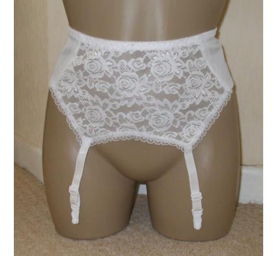 WOMEN SEXY BROAD LACE SUSPENDER BELT - WHITE UP TO XXL