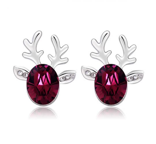 20 x Rudolph Reindeer Crystal Stud Earrings Christmas Presents Gift l UK SELLER l GCJ079