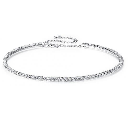 10 x Silver Choker with Square Crystals l UK SELLER l GCJ082