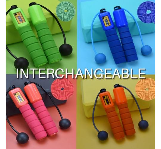12 x Cordless Auto-counting 2-way interchangeable skipping Rope, Mixed Colour l UK SELLER l GCHFE002