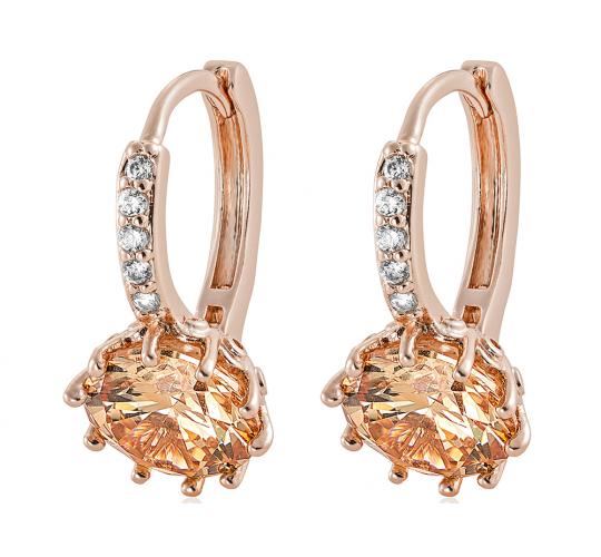 20 x Rose Gold Tone Huggies Earrings with Amber Cubic Zirconia |UK SELLER | GCJ005-Amber