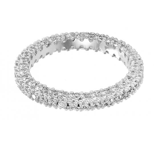 12 x Silver Tone Eternity Band Ring with Cubic Zirconia Crystals, 4 Sizes, 3Pcs Per Size | UK SELLER | GCJ025
