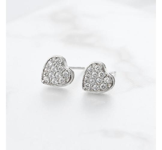 20 x 925 Sterling Silver Plated Heart Earrings with Germanium Stone | UK SELLER | GCJSGE068