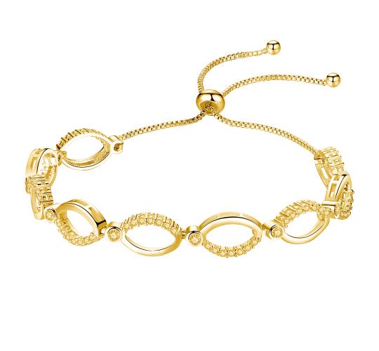 10 x Adjustable Multi Linked Gold Tone Bracelet Made with Swarovski Crystal Elements, 2 Styles, 5Pcs Per Style | UK SELLER | GSVB061-Gold