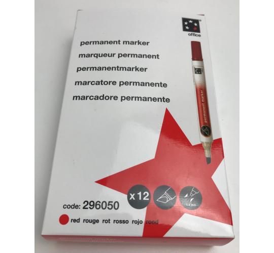 Wholesale Joblot of 48 5 Star Office Red Permanent Marker Chisel Tip (12 Pack)