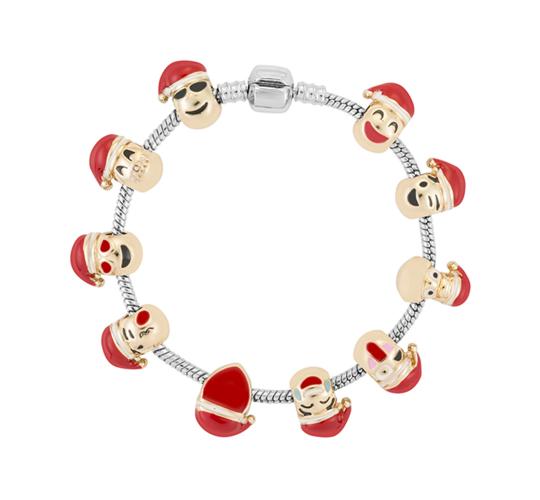 10 x 18k Gold Plating High Quality Christmas Santa Emoji Charm Bracelet l UK SELLER l GCJ062
