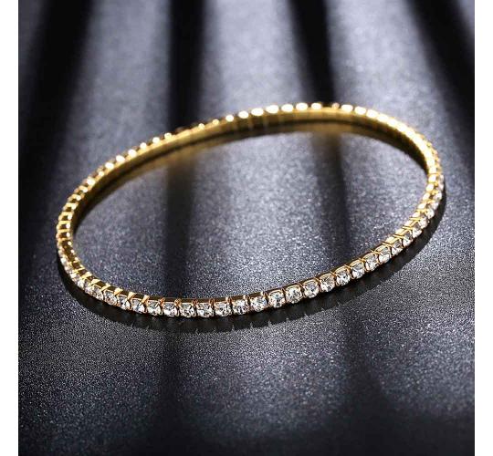 20 x Sparkling Crystal Gold Elasticated Bracelets | UK SELLER | GCJA078-Gold Bracelet