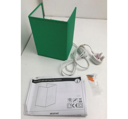 Wholesale Joblot of 15 Penny Wall Light Green with Shade Cable Plug & Switch