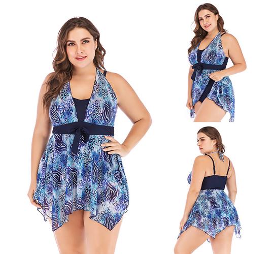 10 x High Quality Blue Patterned Swimsuit Dress, Size UK Medium 10-12 | UK SELLER | GCLSW004