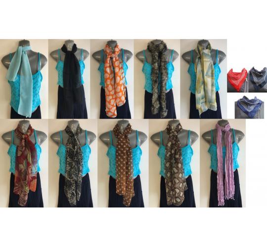 Wholesale Joblot of 100 Ladies Assorted Scarves Great Mixture of Styles