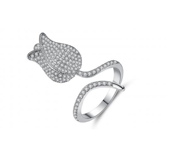 10pc Adjustable Sparkling Silver Tulip Open Ring |UK SELLER|GCJ124