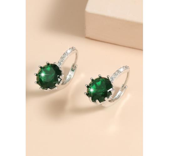 15 x Stunning Huggies Earrings with Green Cubic Zirconia|UK SELLER|GCJ005-Green