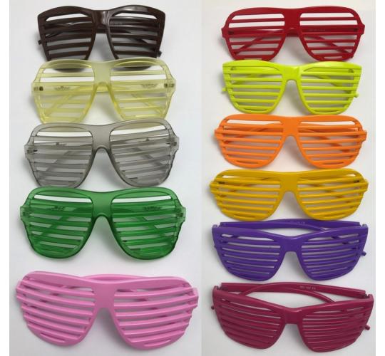 Wholesale Joblot of 40 80s Style Unisex Shutter Shade Glasses Various Colours